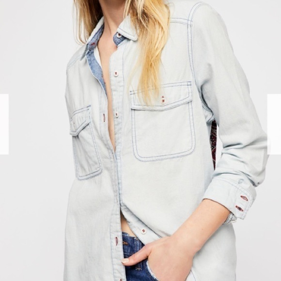 Free People Bandana Bandit Button Down NWT - Picture 4 of 7